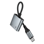 Hoco USB-C to Dual USB-C (Audio and Charge) UPA34A - Metal Gray
